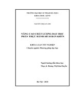 Luận văn sư phạm Nâng cao chất lượng dạy học phần thực hành SH 10 ban KHTN