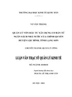 Luận văn thạc sỹ - Quản lý vốn đầu tư XDCB từ NSNN của chính quyền huyện Lộc Bình, tỉnh Lạng Sơn