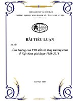 Ảnh hưởng của FDI đối với tăng trưởng kinh tế việt nam giai đoạn 1988 2018