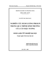 Luận văn sư phạm Nghiên cứu hàm lượng Prolin trong quá trình sinh trưởng của cây đậu tương