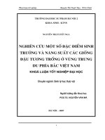 Luận văn sư phạm Nghiên cứu một số đặc điểm sinh trưởng và năng suất các giống đậu tương trồng ở vùng trung du phía Bắc Việt Nam