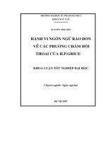 Luận văn sư phạm Hành vi ngôn ngữ rào đón về các phương châm hội thoại của H.P.Grice