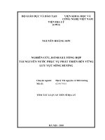 Tóm tắt luận văn Tiến sĩ Địa lí: Nghiên cứu, đánh giá tổng hợp tài nguyên nước phục vụ phát triển bền vững lưu vực sông Hương