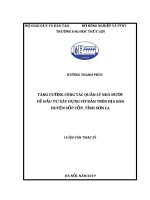 Luận văn thạc sĩ  tăng cường công tác quản lý nhà nước về đầu tư xây dựng cơ bản trên địa bàn huyện sốp cộp, tỉnh sơn la 