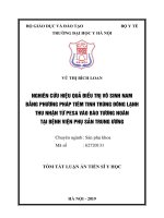 Tóm tắt luận án tiến sĩ y học  nghiên cứu hiệu quả điều trị vô sinh nam bằng phương pháp tiêm tinh trùng đông lạnh thu nhận từ PESA vào bào tương noãn tại bệnh viện phụ 