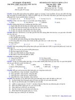 Đề ôn thi THPTQG 2020 lần 1 sinh học 12 trường nguyễn viết xuân – vĩnh phúc 