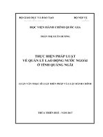 Luận văn thạc sĩ luật học  thực hiện pháp luật về quản lý lao động nước ngoài ở tỉnh quảng ngãi 