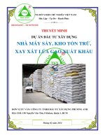 Thuyết minh dự án đầu tư xây dựng  nhà máy sấy, kho tồn trữ, xay xát lúa gạo xuất khẩu 