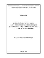 Luận án Tiến sĩ Văn hóa học: Quản lý lễ hội truyền thống gắn với phát triển sản phẩm du lịch qua khảo sát lễ hội kiếp bạc (Hải Dương) và lễ hội tịch điền (Hà Nam)