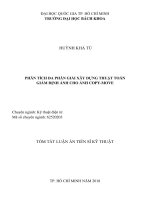 Tóm tắt luận án Tiến sĩ Kỹ thuật điện tử: Phân tích đa phân giải xây dựng thuật toán giám định ảnh cho ảnh Copy move