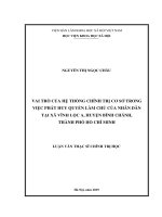 Luận văn thạc sĩ chính trị học  vai trò của hệ thống chính trị cơ sở trong việc phát huy quyền làm chủ của nhân dân tại xã vĩnh lộc a, huyện bình chánh, thành phố hồ ch 
