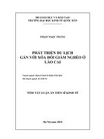 Tóm tắt luận văn Tiến sĩ Kinh tế: Phát triển du lịch gắn với xoá đói giảm nghèo ở Lào Cai