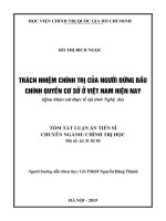 Tóm tắt luận án Tiến sĩ chuyên ngành Chính trị học: Trách nhiệm chính trị của người đứng đầu chính quyền cơ sở ở Việt Nam hiện nay (Qua khảo sát thực tế tại tỉnh Nghệ An)