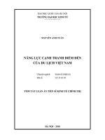 Tóm tắt luận án Tiến sĩ Kinh tế chính trị: Năng lực cạnh tranh điểm đến của du lịch Việt Nam