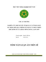 Tóm tắt Luận án tiến sĩ: Nghiên cứu một số yếu tố quản lý, sử dụng đất tác động đến quá trình xây dựng và phát triển khu kinh tế cửa khẩu Đồng Đăng, Lạng Sơn