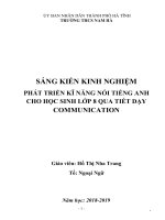 SKKN phát triển kĩ năng nói tiếng anh cho học sinh lớp 8 qua tiết dạy communication 