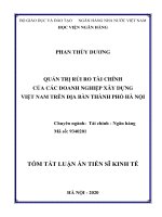 Tóm tắt Luận án tiến sĩ Kinh tế: Quản trị rủi ro tài chính của các doanh nghiệp xây dựng Việt Nam trên địa bàn thành phố Hà Nội