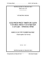 Luận văn sư phạm Giải pháp phát triển du lịch văn hoá nhân văn ở huyện Can Lộc - tỉnh Hà Tĩnh