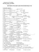 ÔN TẬP MÔN ANH VĂN HỌC KÌ 2 KHỐI 9  NĂM HỌC 20192020 THCS Tân Bình