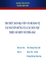 TRI THỨC BẢN ĐỊA VỚI VẤN ĐỀ BẢO VỆ TÀI NGUYÊN RỪNG CỦA CÁC DÂN TỘC THIỂU SỐ MIỀN NÚI PHÍA BẮC