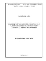 Luận văn thạc sĩ kế toán  hoàn thiện kế toán quản trị chi phí sản xuất tại công ty cổ phần đầu tư phát triển xây dựng và thương mại tuấn minh 