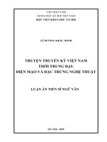 Luận án tiến sĩ ngữ văn  truyện truyền kỳ việt nam thời trung đại  diện mạo và đặc trưng nghệ thuật 