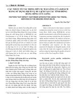 Các nhân tố tác động đến sự hài lòng của khách hàng sử dụng dịch vụ du lịch tại các tỉnh Đồng bằng Sông Cửu Long