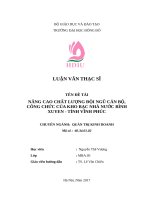 Nâng cao chất lượng đội ngũ cán bộ, công chức của kho bạc nhà nước bình xuyên   tỉnh vĩnh phúc 