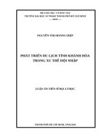 Luận án tiến sĩ Địa lý: Phát triển du lịch tỉnh Khánh Hòa trong xu thế hội nhập