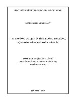 Tóm tắt luận án Tiến sĩ chuyên ngành Kinh tế chính trị: Thị trường du lịch ở tỉnh Luông Prabăng, Cộng hòa dân chủ nhân dân Lào