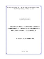 Luận văn thạc sĩ  kế toán chi phí sản xuất và tính giá thành sản phẩm xây lắp tại công ty TNHH cơ khí chính xác nam trường an 