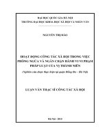 HOẠT ĐỘNG CÔNG TÁC XÃ HỘI TRONG VIỆC PHÒNG NGỪA VÀ NGĂN CHẶN HÀNH VI VI PHẠM PHÁP LUẬT CỦA VỊ THÀNH NIÊN