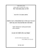 Luận án tiến sĩ luật học  phòng ngừa tình hình tội cướp giật tài sản trên địa bàn thành phố hồ chí minh 