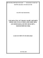 Văn hóa ứng xử trong nghề chế biến nông sản của cư dân làng mậu hòa (xã minh khai, huyện hoài đức, thành phố hà nội) 