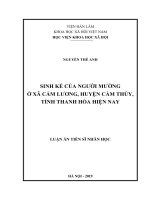 Luận văn thạc sĩ nhân học  sinh kế của người mường ở xã cẩm lương, huyện cẩm thủy, tỉnh thanh hóa hiện nay 