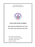 MỘT SỐ KINH NGHIỆM RÈN KỸ NĂNG  NÓI TIẾNG ANH CHO HỌC SINH LỚP 4