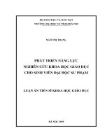 Luận án tiến sĩ khoa học giáo dục  phát triển năng lực nghiên cứu khoa học giáo dục cho sinh viên đại học sư phạm 