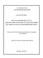 Đề xuất giải pháp kết cấu và thi công phần ngầm cho các loại công trình xây chen cao tầng tại thành phố Nha Trang