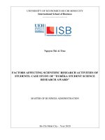 Factors affecting scientific research activities of students  case study of euréka student science research award 