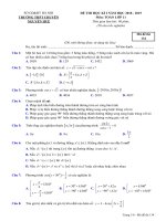 Đề thi học kỳ 1 toán 11 năm học 2018 2019 trường chuyên nguyễn huệ hà nội 