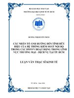 Các nhân tố ảnh hưởng đến tính hữu hiệu của hệ thống kiểm soát nội bộ trong các DNNVV hoạt động trong lĩnh vực thương mại – dịch vụ tại TP HCM 