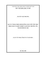 QUẢN lý HOẠT ĐỘNG bồi DƯỠNG GIÁO VIÊN TIỂU học THEO CHUẨN NGHỀ NGHIỆP tại HUYỆN THƯỜNG tín, THÀNH PHỐ hà nội 