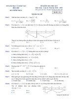 Đề thi học kỳ 1 toán 12 năm học 2018 2019 sở GD và đt bến tre 