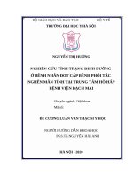 NGHIÊN cứu TÌNH TRẠNG DINH DƯỠNG ở BỆNH NHÂN đợt cấp BỆNH PHỔI tắc NGHẼN mãn TÍNH tại TRUNG tâm hô hấp BỆNH VIỆN BẠCH MAI 