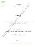 NGHIÊN CỨU THIẾT LẬP QUY TRÌNH SẢN XUẤT CHẾ PHẨM PROBIOTIC GIÀU CAROTENOPROTEIN TỪ PHẾ LIỆU TÔM LUẬN VĂN THẠC SĨ CHẾ BIẾN LƯƠNG THỰC, THỰC PHẨM VÀ ĐỒ UỐNG