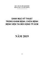 DANH MỤC KỸ THUẬT TRONG KHÁM BỆNH, CHỮA BỆNH BỆNH VIỆN TAI MŨI HỌNG TP.HCM