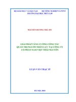Giải pháp tăng cường công tác quản trị nguồn nhân lực tại công ty cổ phần Nam Việt Thái Nguyên