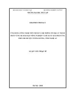 Ứng dụng công nghệ viễn thám và hệ thông tin địa lý nhằm phân vùng dự báo hạn nông nghiệp và đề xuất giải pháp ứng phó cho huyện