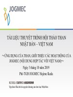 TÀI LIỆU THUYẾT TRÌNH HỘI THẢO THAN NHẬT BẢN – VIỆT NAM ～ỨNG DỤNG CỦA THAN, GIỚI THIỆU CÁC HOẠT ĐỘNG CỦA JOGMEC (NỘI DUNG HỢP TÁC VỚI VIỆT NAM)
