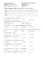 Đề kiểm tra 1 tiết chương 2 giải tích 12 (mũ logarit) trường THPT tôn thất tùng đà nẵng 